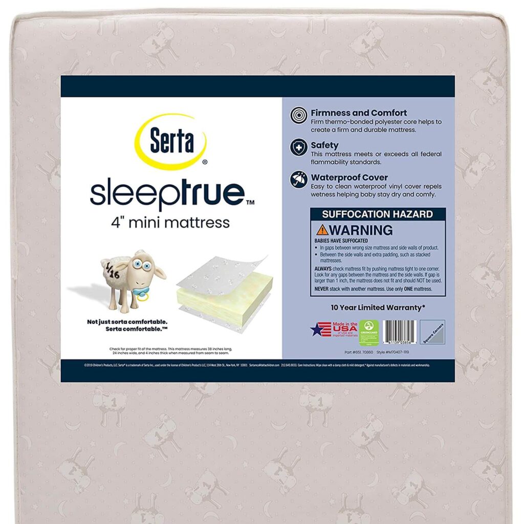 Serta SleepTrue 4-Inch Mini Crib Mattress